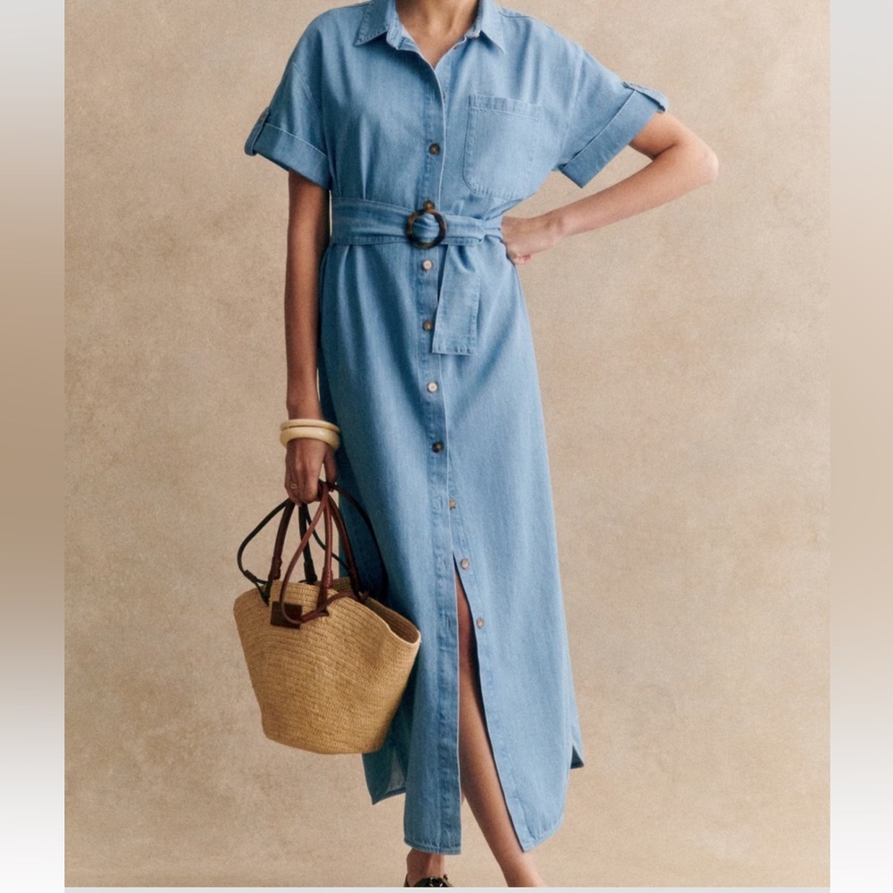 Sézane Dora Dress - Light Blue Size 40